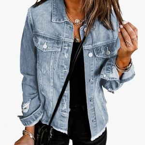 EVALESS Women's Denim Jacket XXL